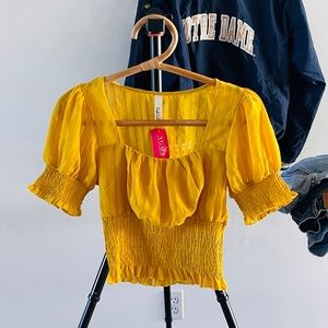 NWT love culture yellow crop top.
